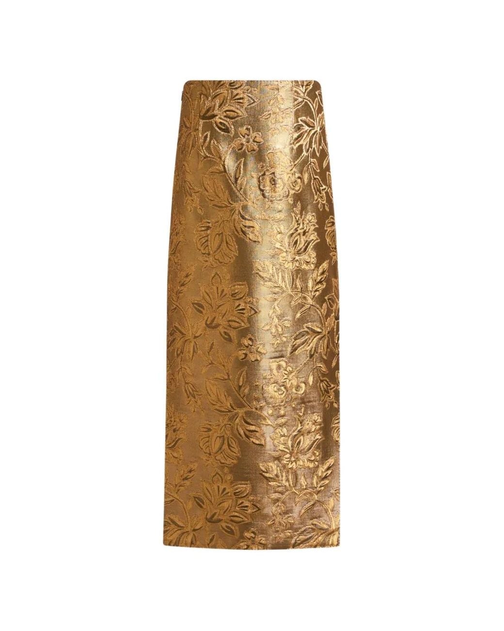 Etro Natural Jacquard Midi Skirt With Floral-Motif
