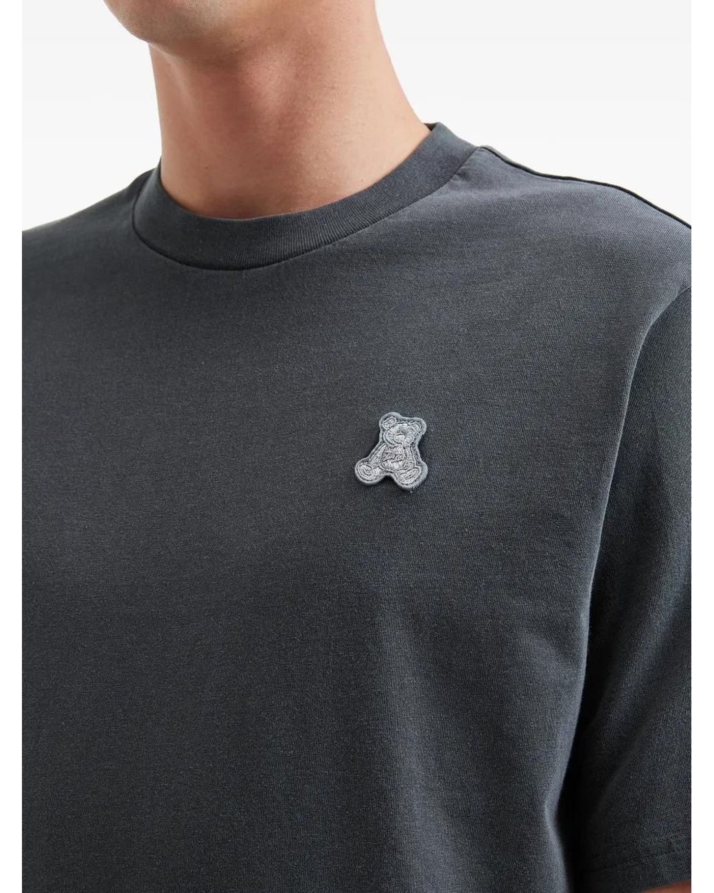 Izzue Blue Teddy-Bear-Embroidered Crew-Neck T-Shirt for men