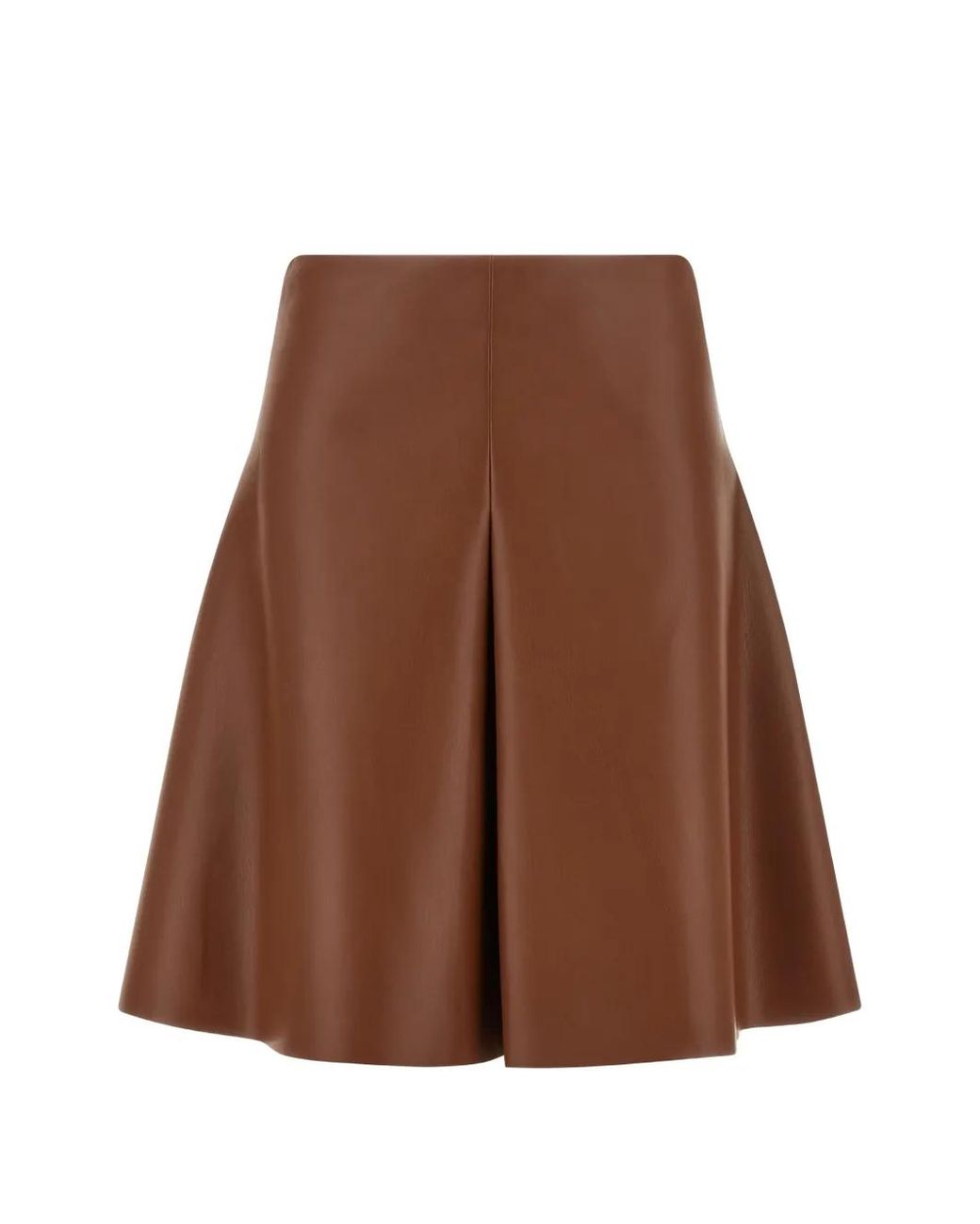 Nude Brown Flared Pleated Mini Skirt