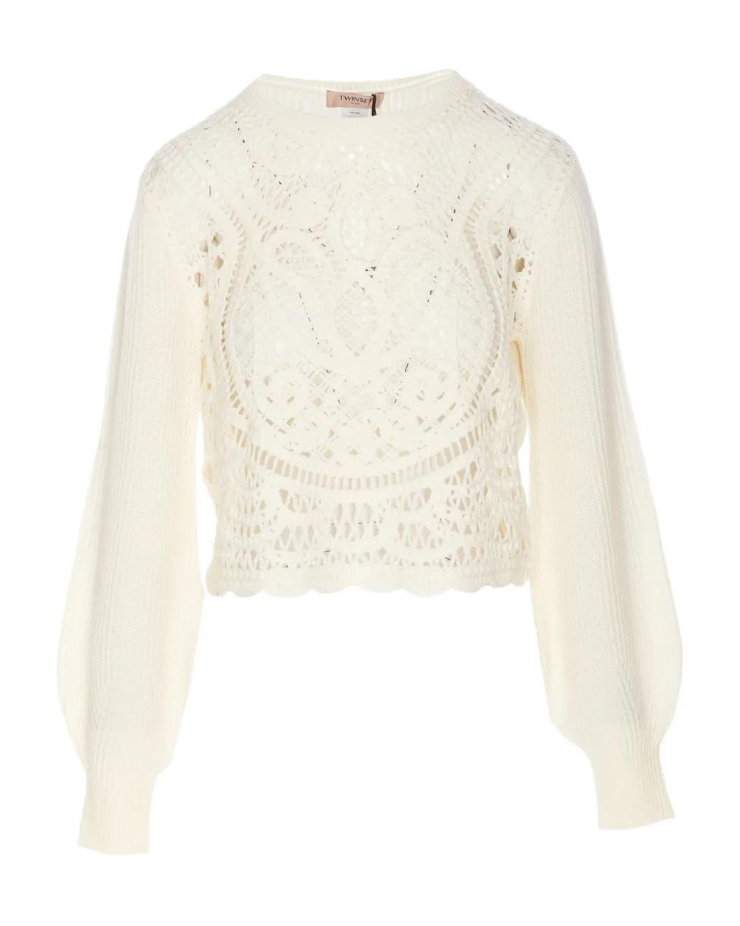 Twinset White Open-Knit Sweater