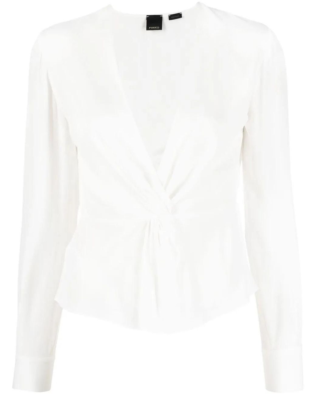 Pinko White Twisted V-Neck Blouse
