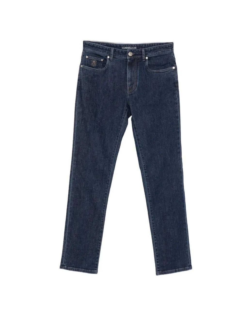 Corneliani Blue Logo-Patch Jeans for men