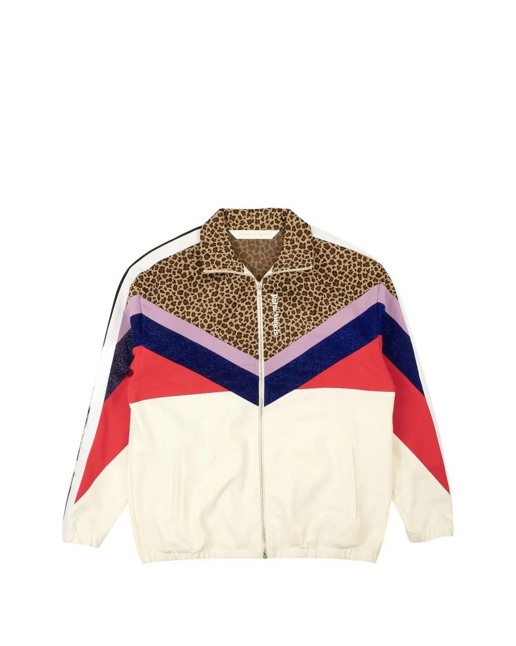 Palm Angels Red Leopard-Print Colour-Block Track Jacket