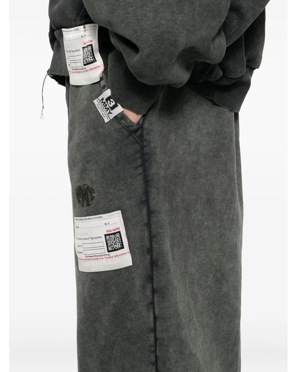 Maison Mihara Yasuhiro Gray Logo-Patch Trousers for men