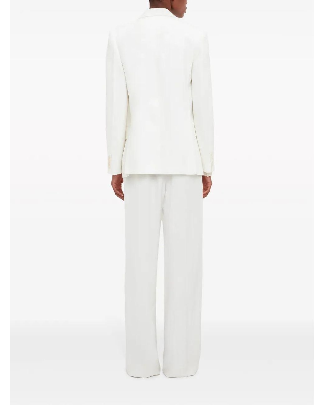 Victoria Beckham White Asymmetric Double-Layered Blazer