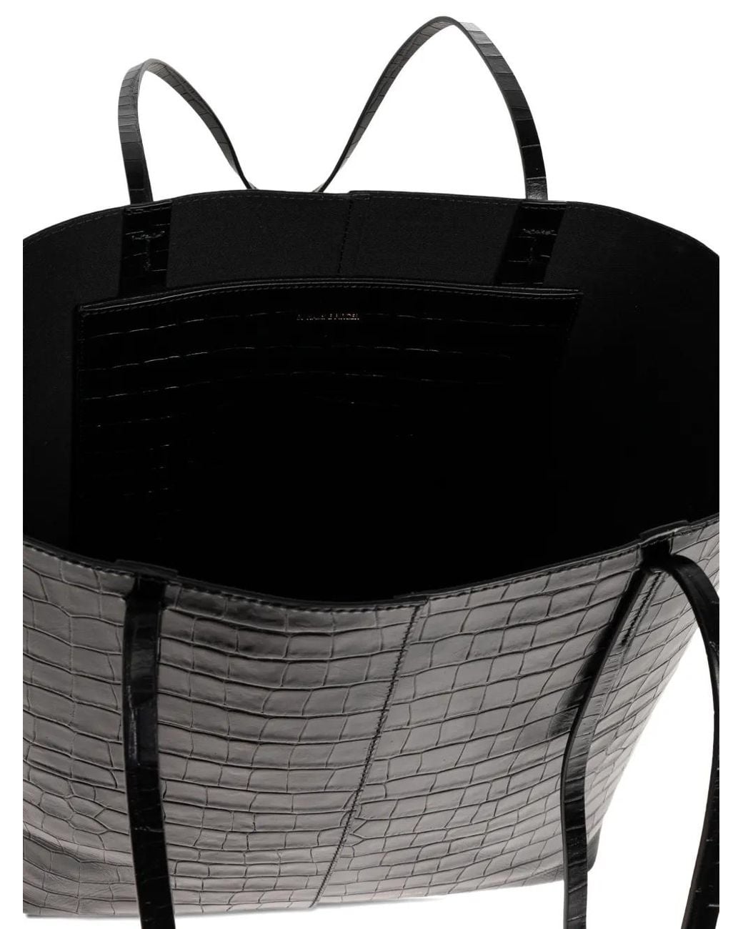 By Malene Birger Black Abilso Croc-Embossed Tote Bag