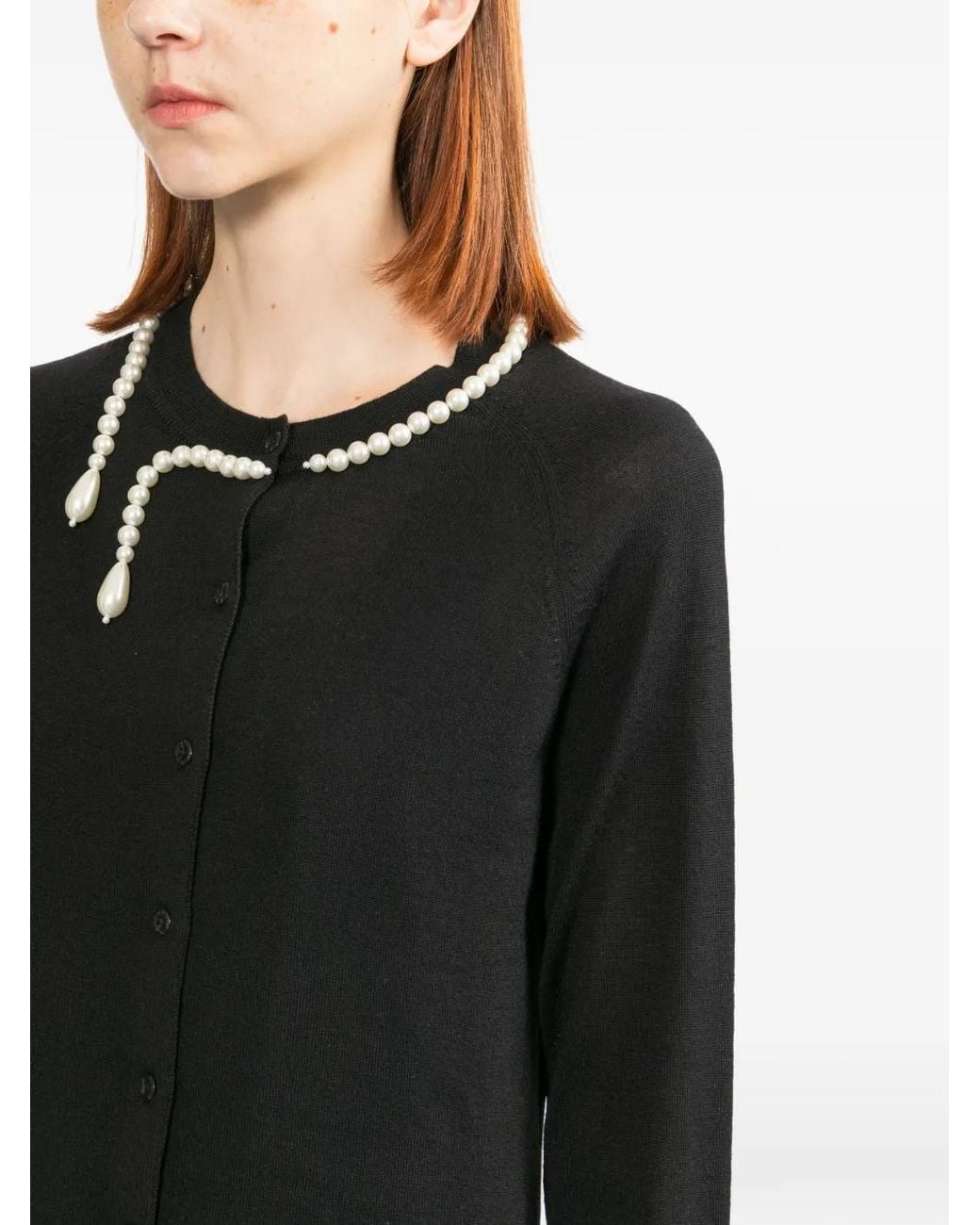 Simone Rocha Black Pearl Beaded Cardigan