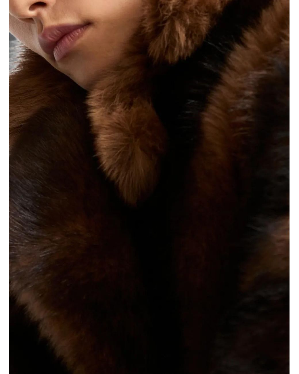 Yves Salomon Brown Fur-Effect Shearling Coat