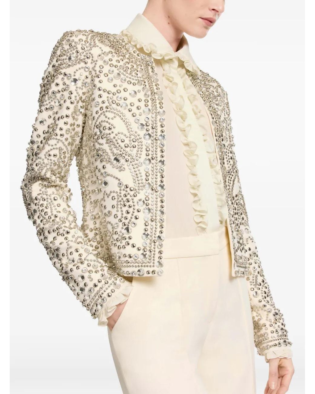 Elie Saab White Bead-Embellishment Jacket