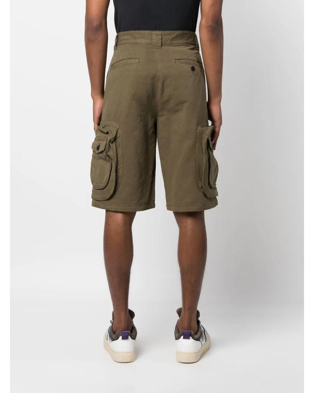 Heron Preston Green Logo Patch Knee Shorts for men