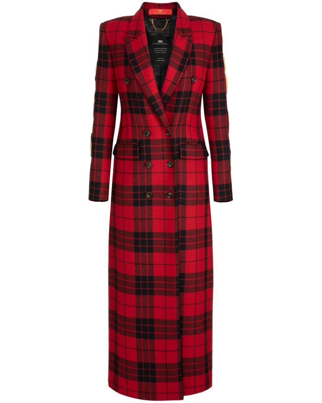 Elisabetta Franchi Patch Detail Double Breasted Coat in Red Lyst UK