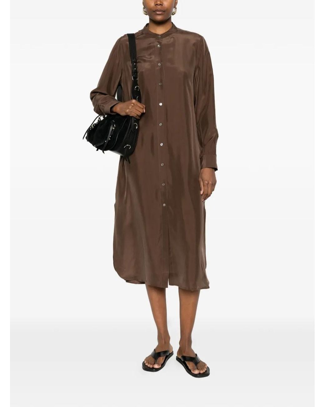 P.A.R.O.S.H. Brown Robe Mi-Longue À Boutonnière