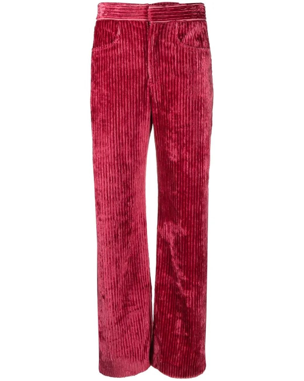Isabel Marant Red Rwan Cordoroy-Finish Trousers