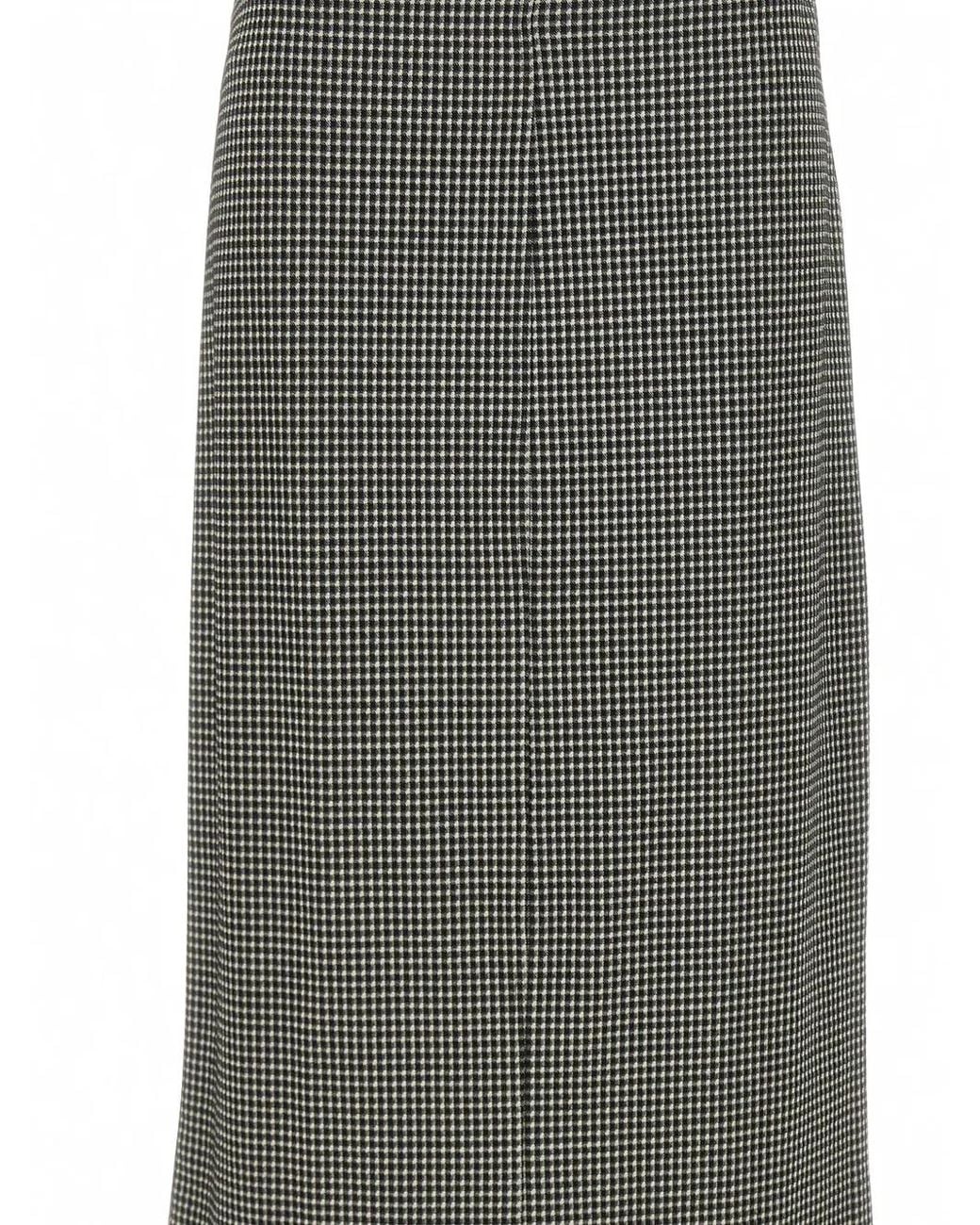 Elena Miro Gray Check-Pattern Straight-Cut Midi Skirt