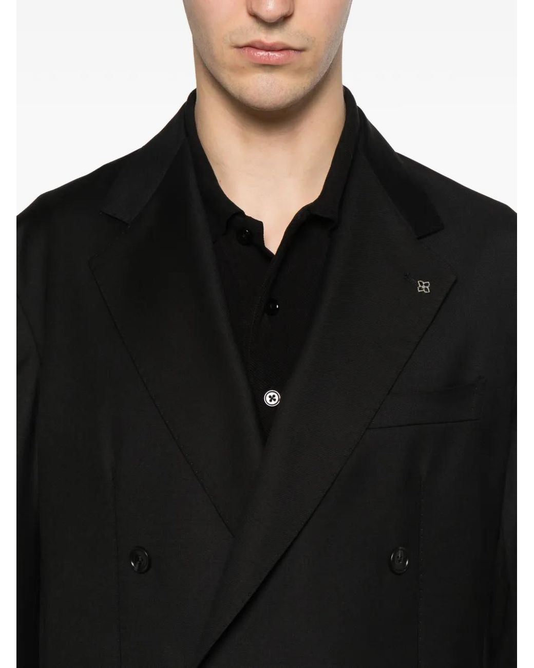 Tagliatore Black Blazer À Boutonnière Croisée Et Revers Pointus for men
