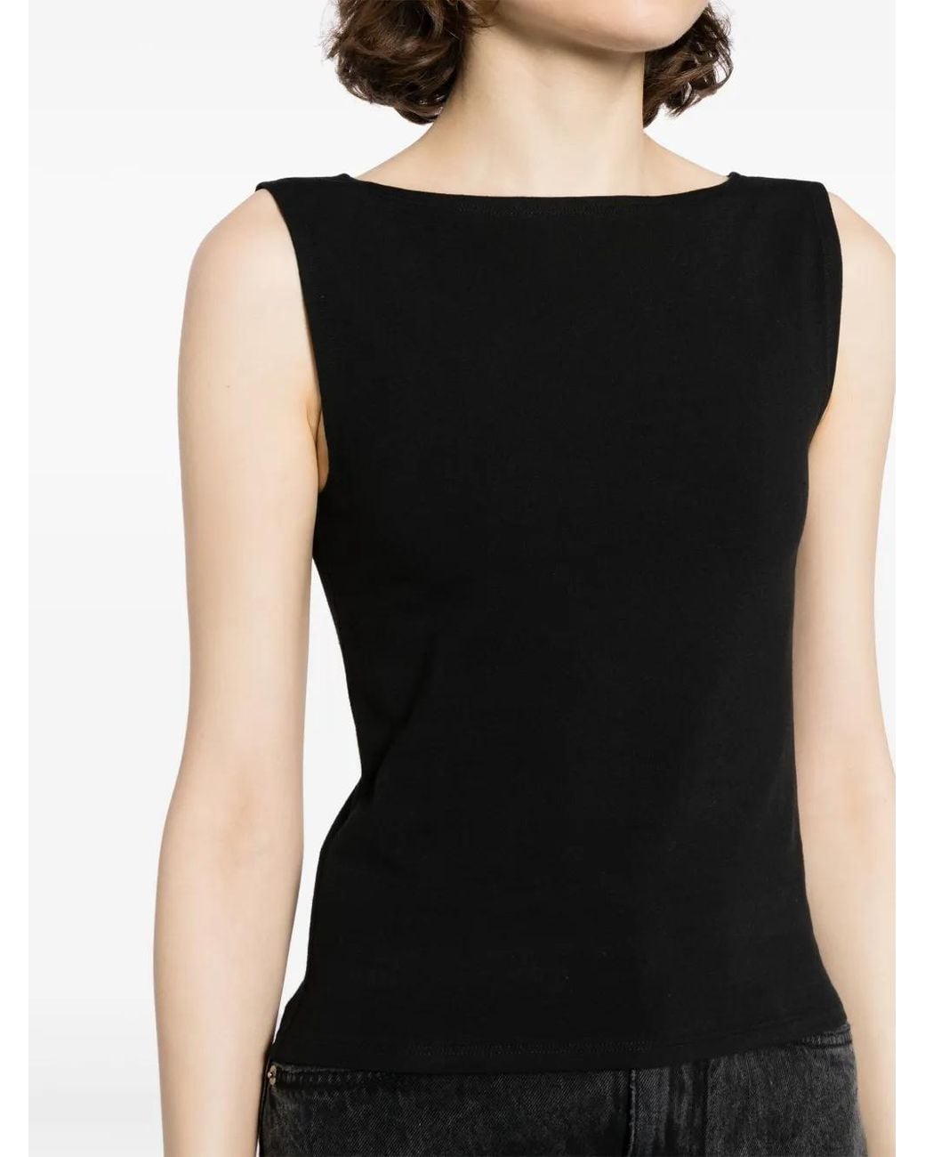 Reformation Black Dusk Boat-Neck Top