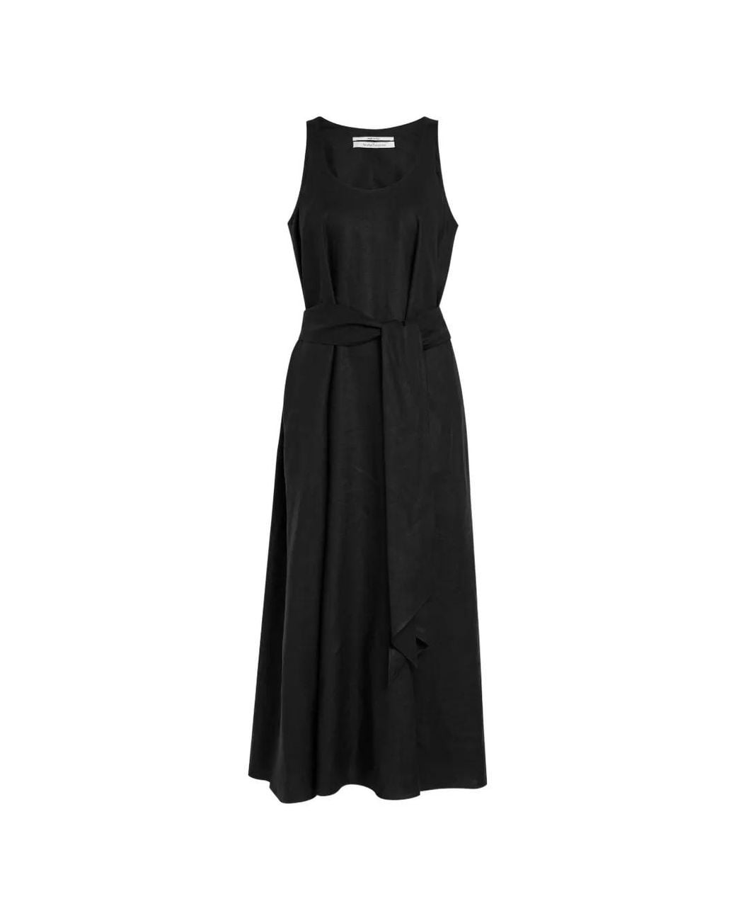 Vestido Midi Con Cinturón Another Tomorrow de color Black