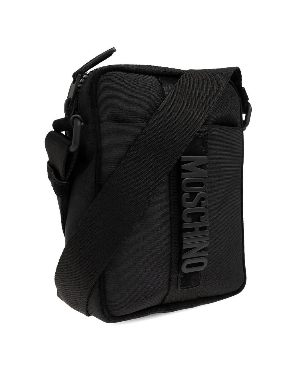 Moschino Black Logo-Detail Messenger Bag for men