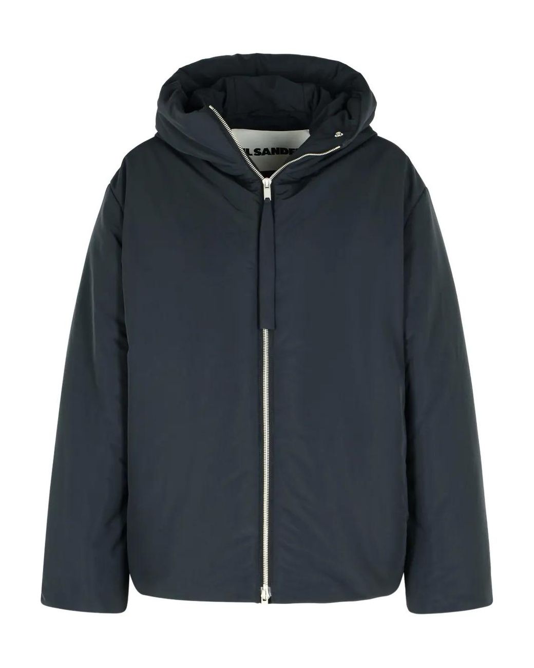 Jil Sander Blue Fixed-Hood Drawstring Puffer Jacket