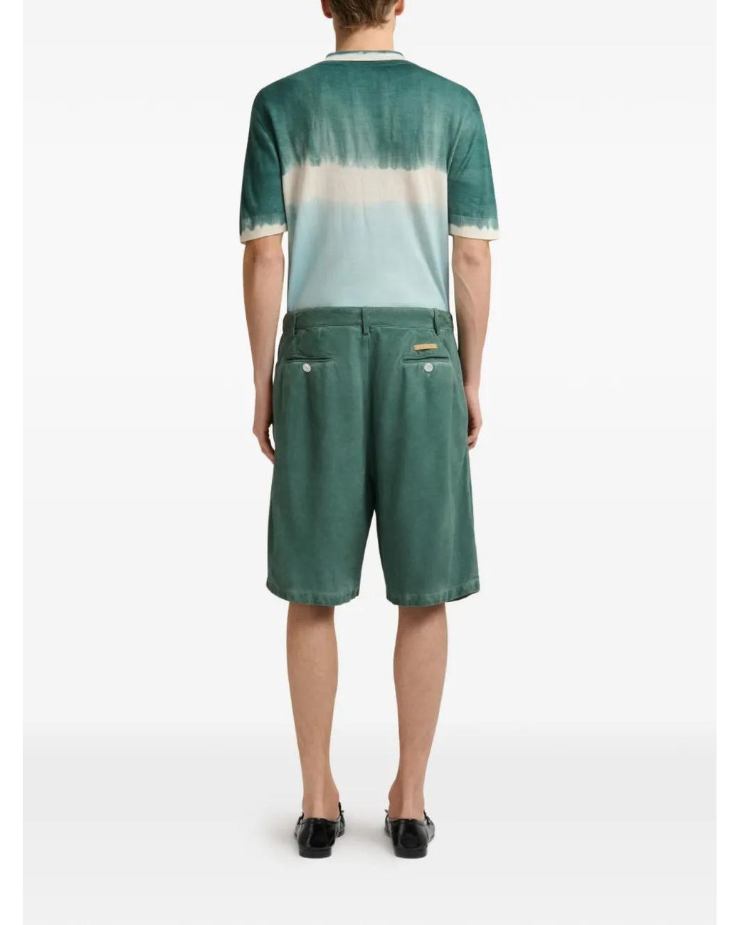 Marni Green Suede Shorts With Pleats for men
