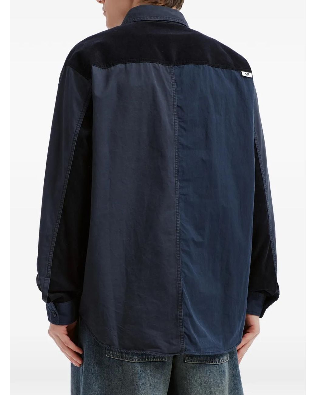 Chocoolate Blue Patchwork Long-Sleeve Shirt for men