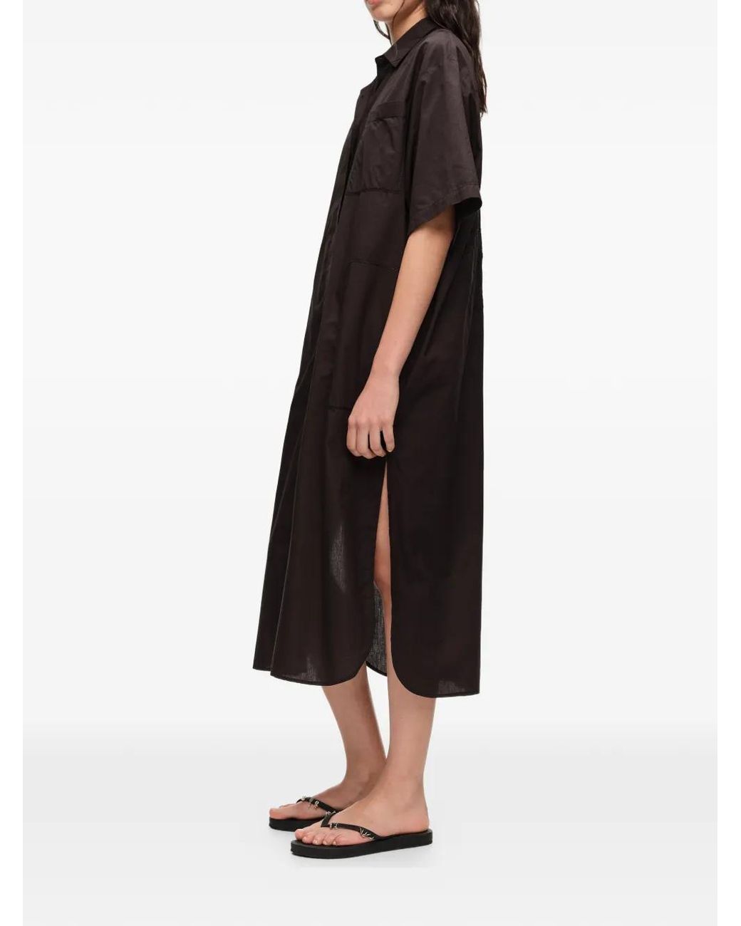 Bimba Y Lola Black Cotton Embroidered Shirt Dress