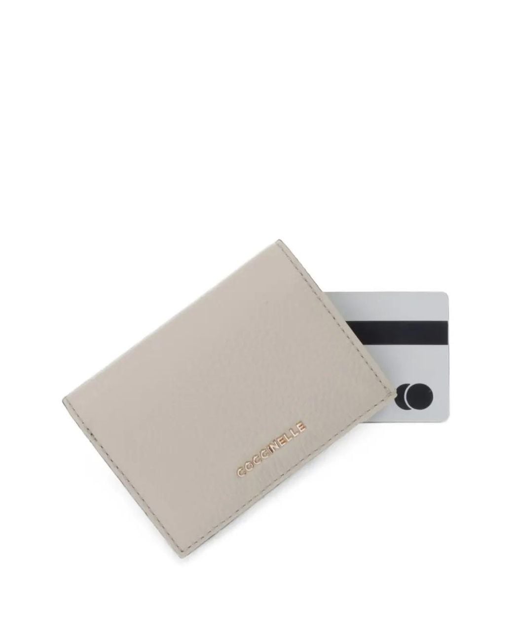 Coccinelle Gray Small Metallic Pebbled Logo-Lettering Wallet for men