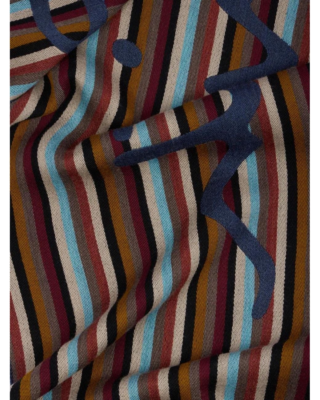 Paul Smith Blue 'Multistripe Signature' Wool Scarf for men