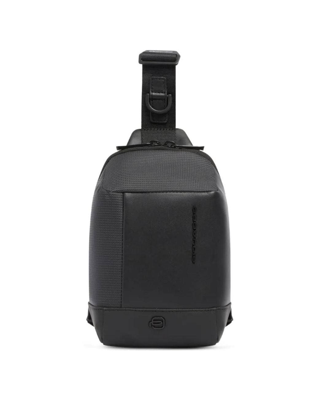 Piquadro Black Logo-Debossed Messenger Bag for men