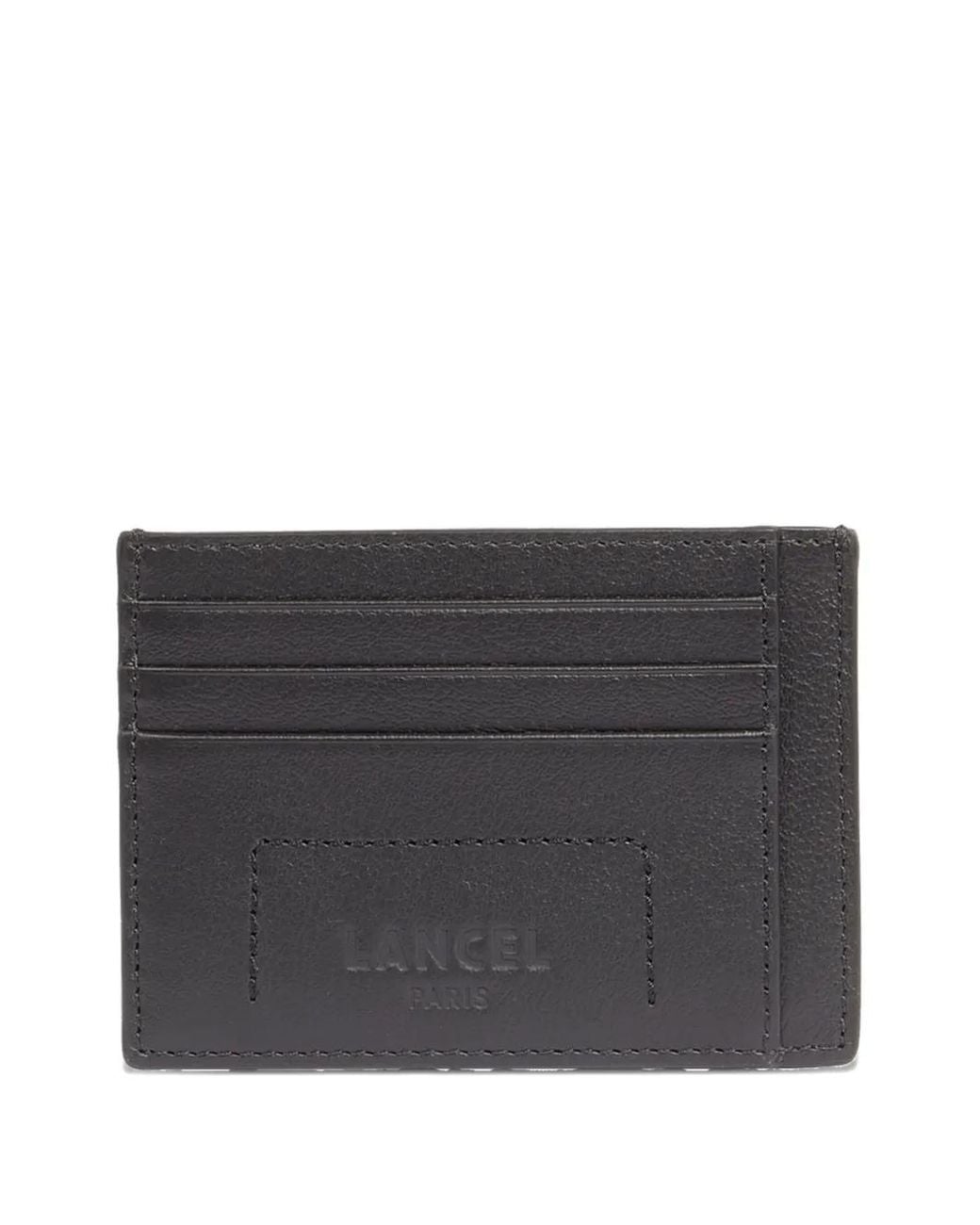 Lancel Gray 6Cc/Id Leather Card Holder for men