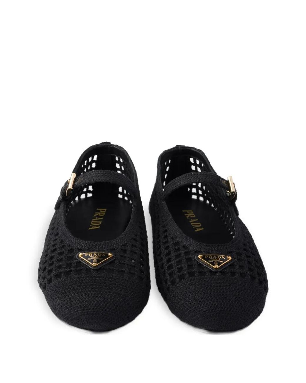 Prada White Woven Ballet Flats