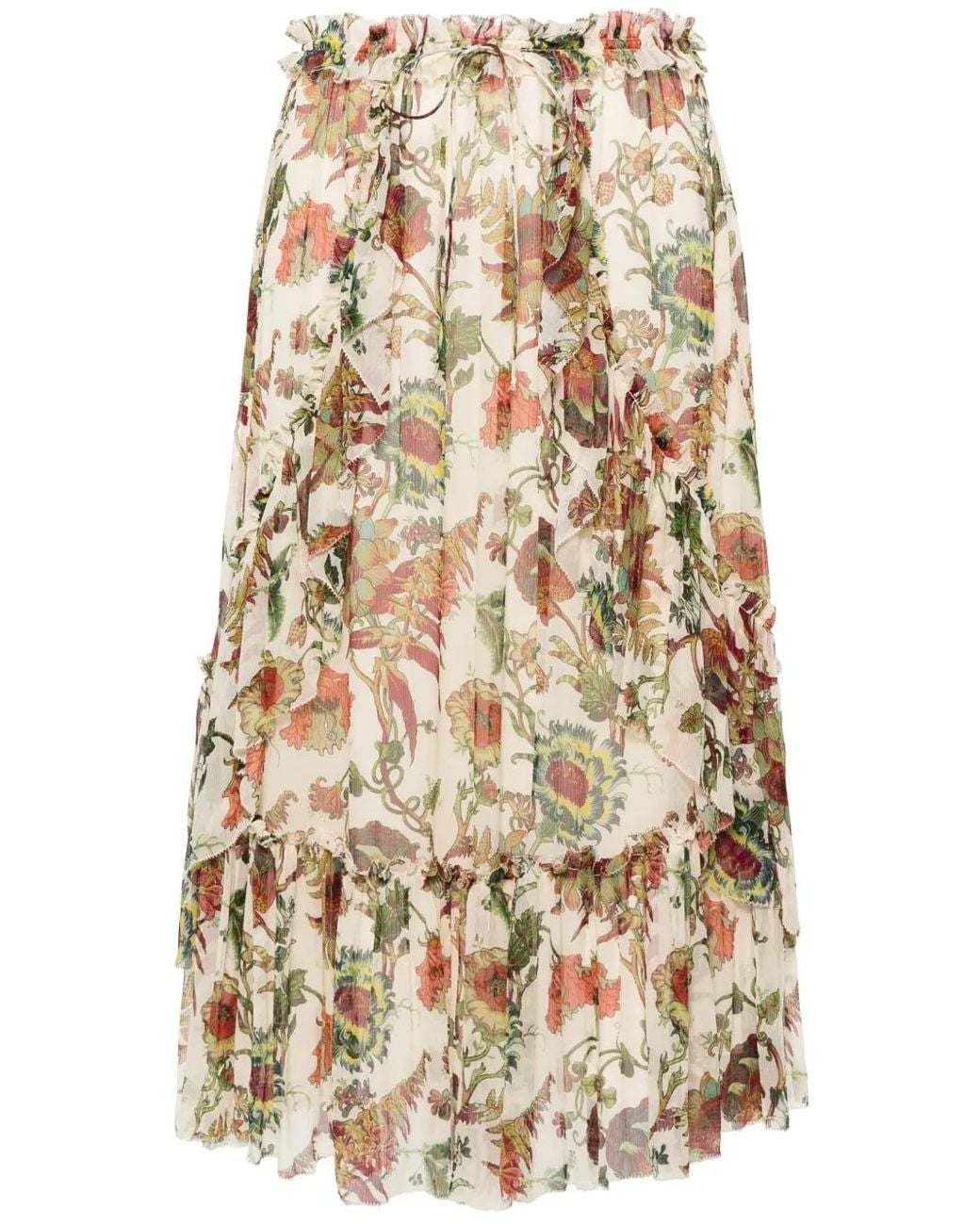 Ulla Johnson Natural Freesia Tiered Silk Skirt