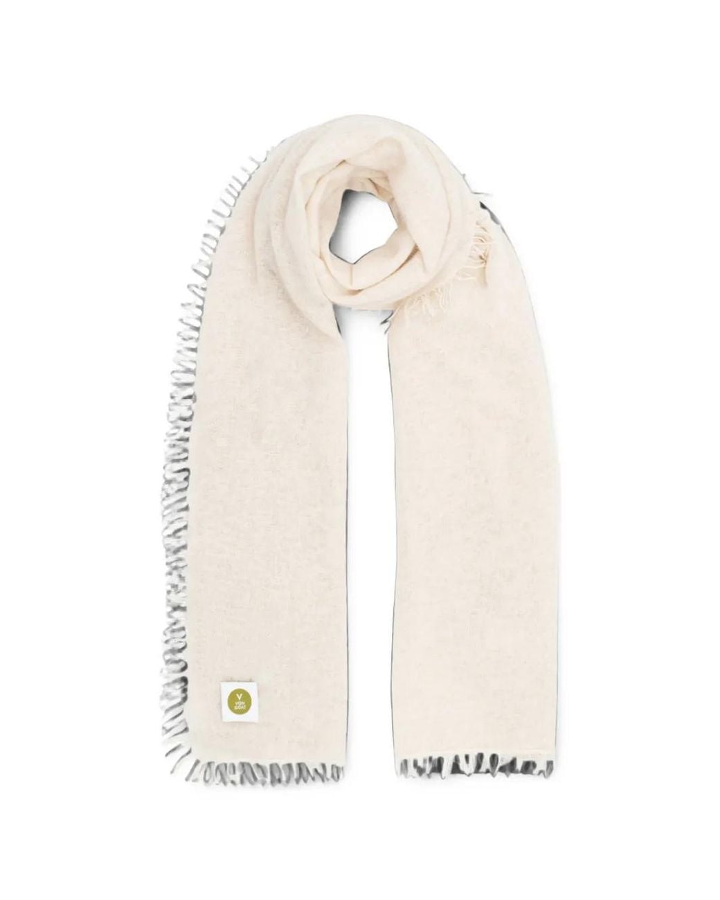 V von Goat White Frayed-Edge Scarf