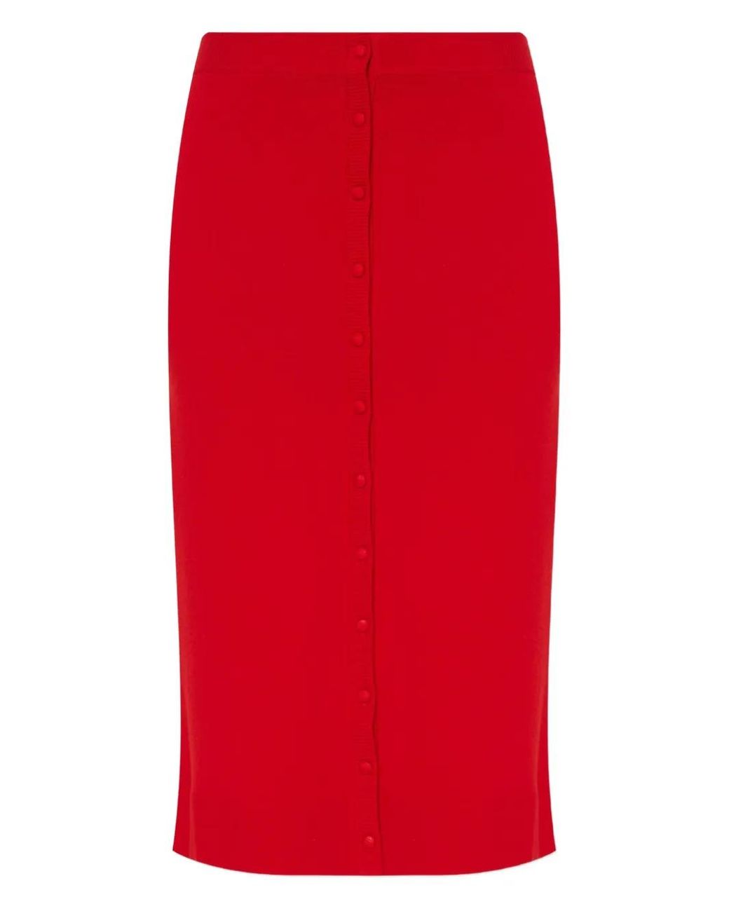 Victoria Beckham Red Button-Front Fitted Skirt