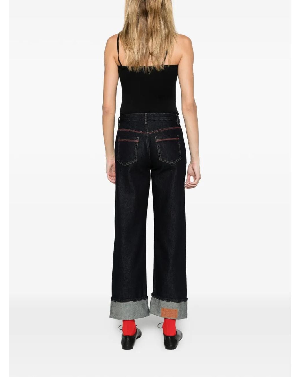 Damson Madder Black Straight-Leg Montana Turn-Up Jeans