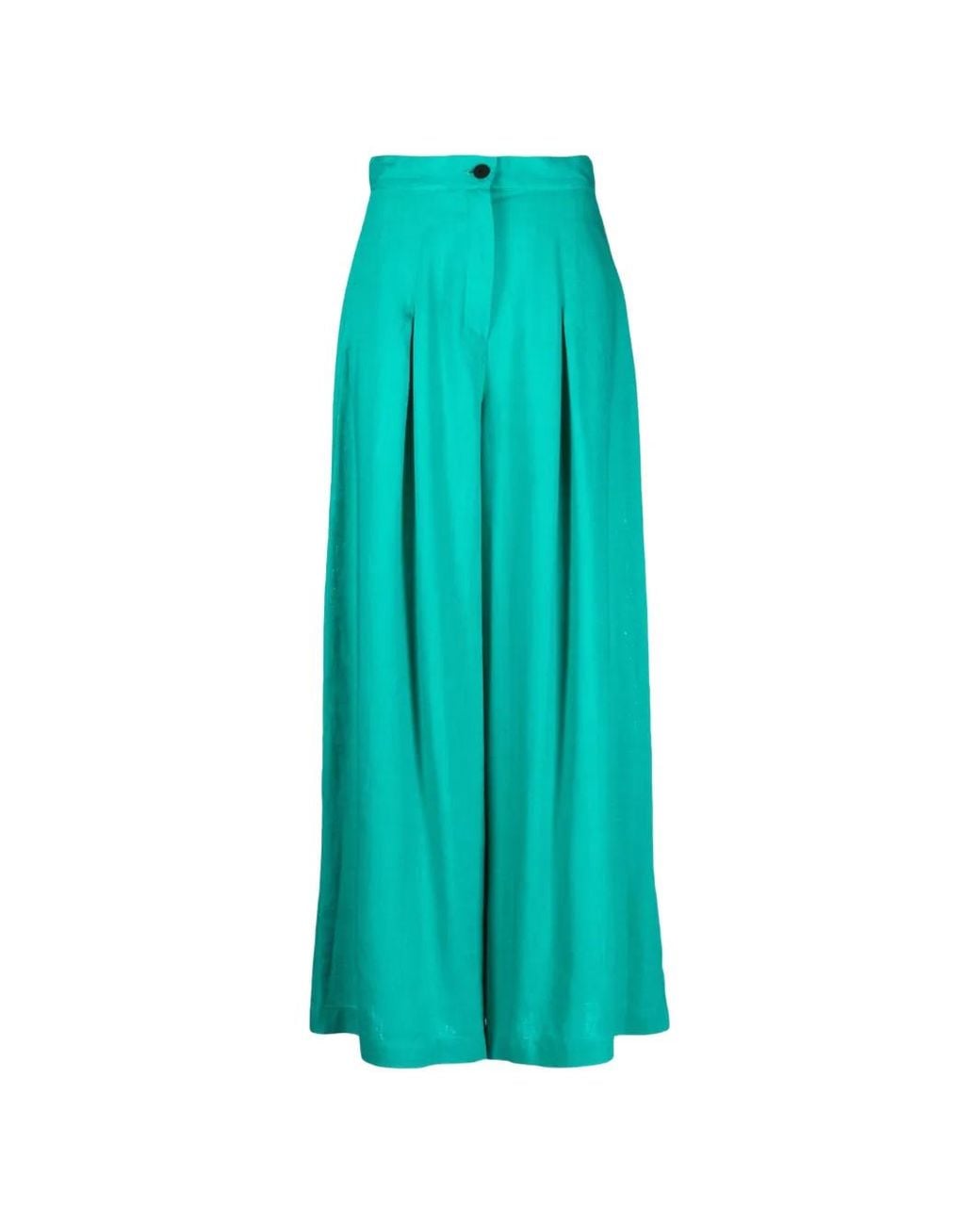 Tessitura Body Couture Blue Pleated Wide-Leg Trousers