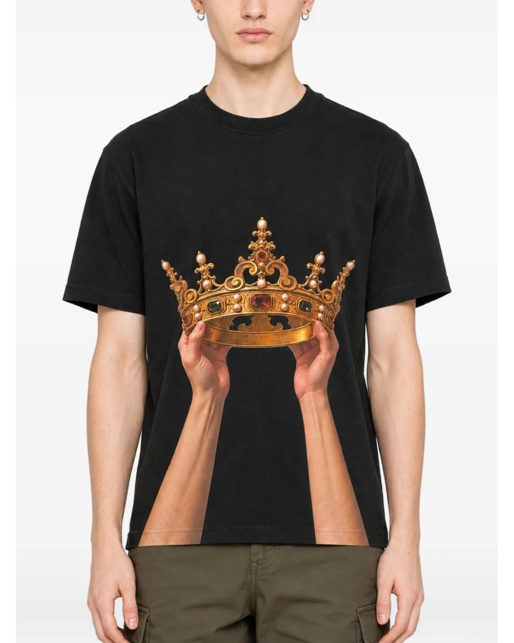 Melt Black Crown-Print T-Shirt for men