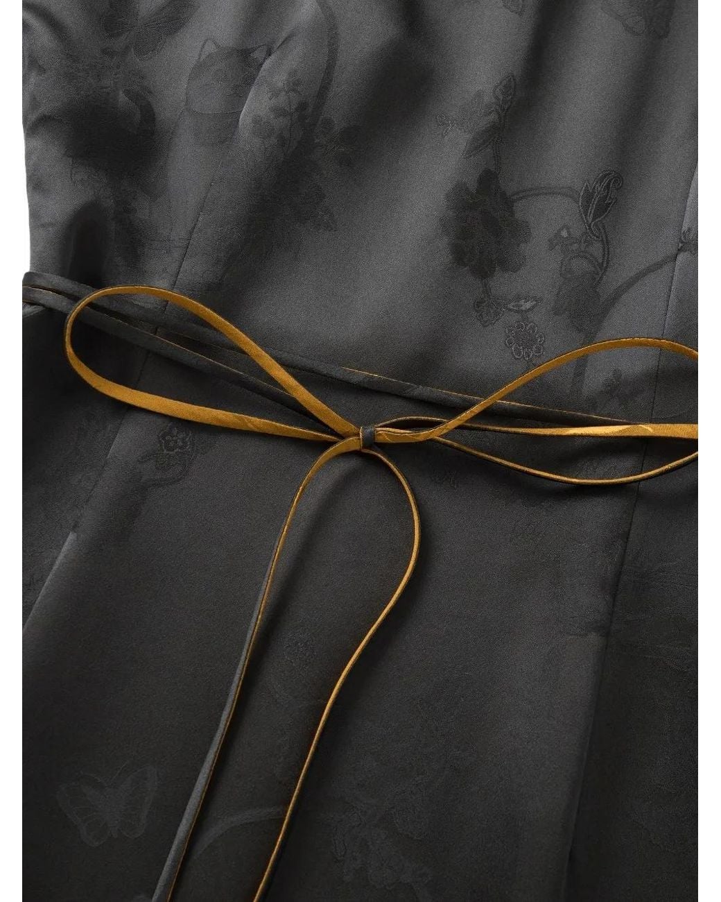 Shanghai Tang Black Prosperity Qipao Silk Dress