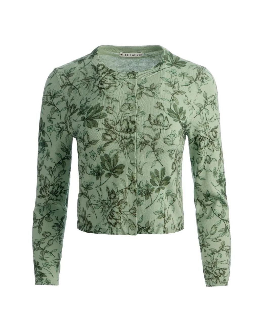 Alice + Olivia Green Carson Floral-Print Cardigan