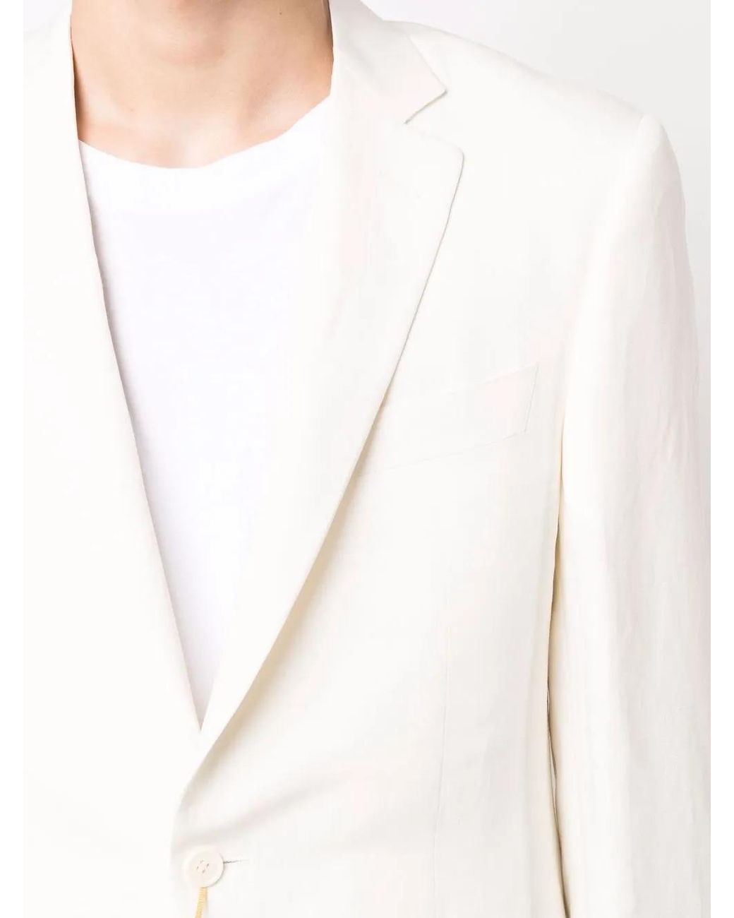 Canali White Single-Breasted Linen-Silk Blazer for men