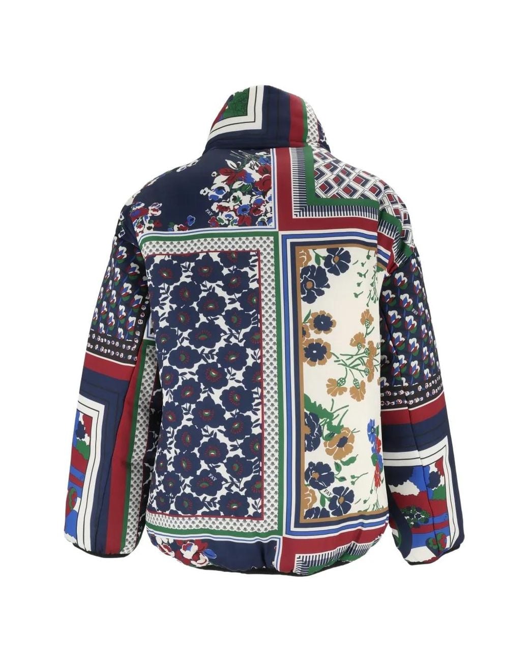 Fay Blue Patchwork-Print Bomber Jacket