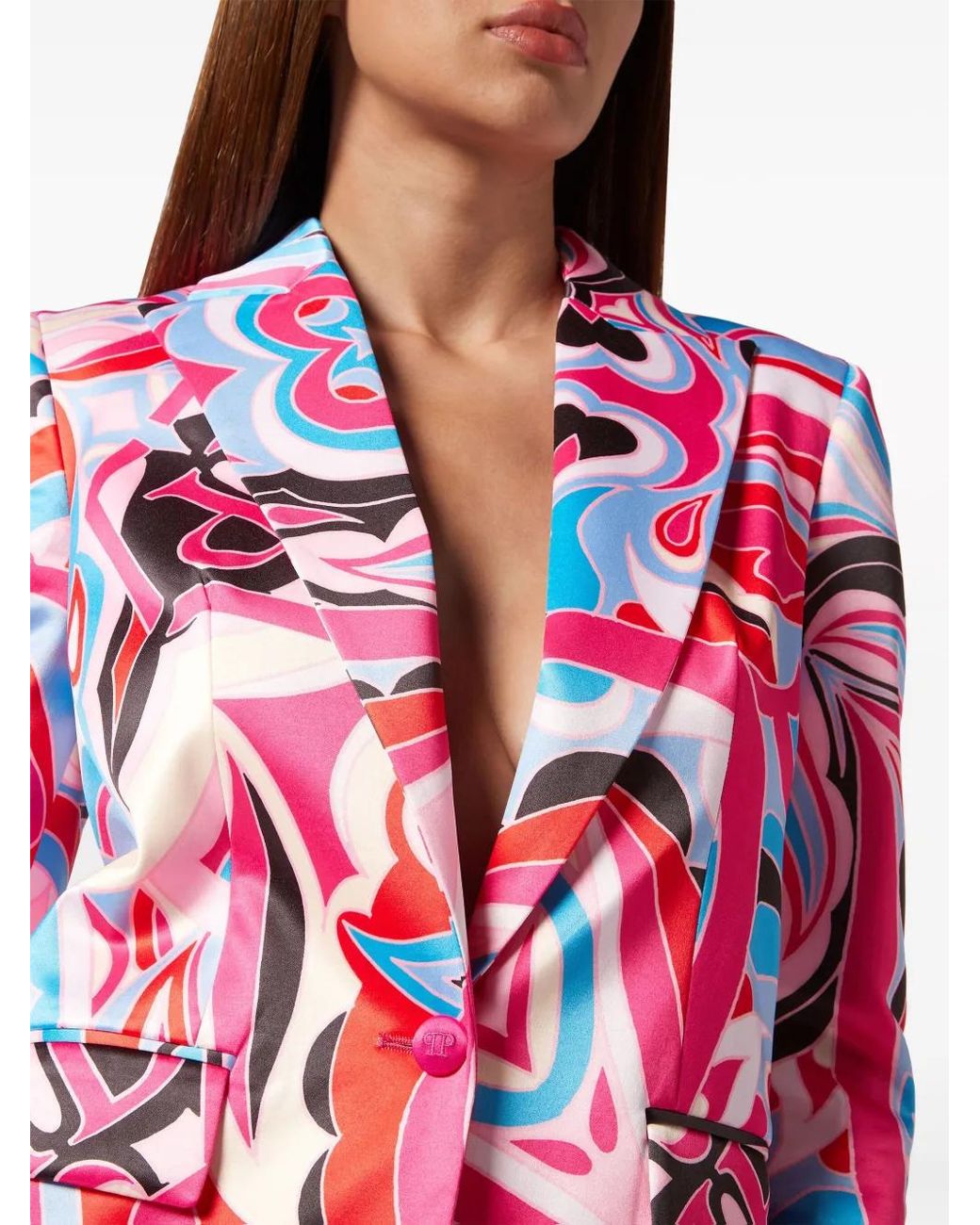 Philipp Plein Red Graphic-Print Single-Breasted Blazer
