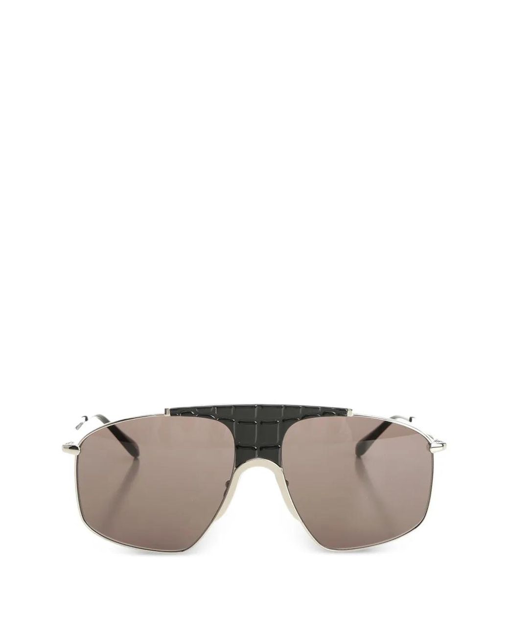Alaïa Gray Crocodile-Effect Pilot Sunglasses
