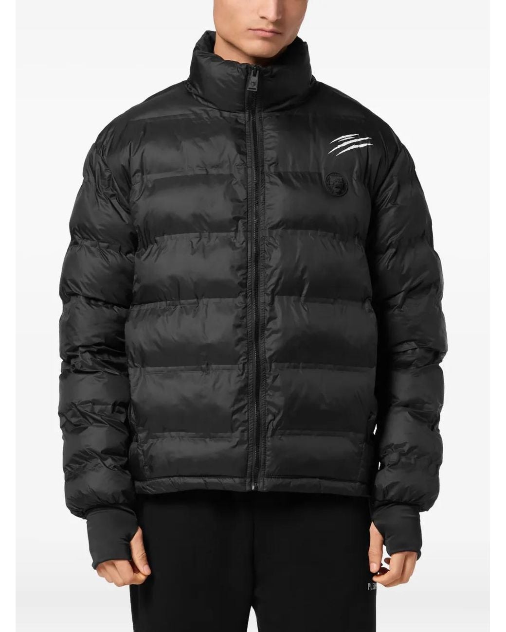 Philipp Plein Black Lightweight Zipped Jacket Long Sleeved Scratch for men