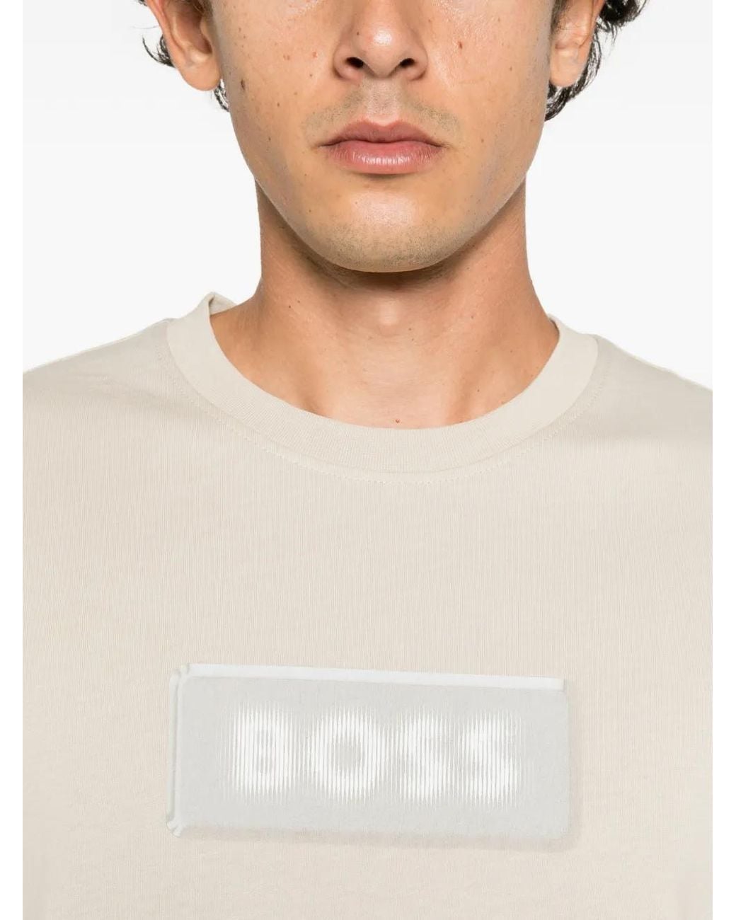 Boss White Logo-Print Crew-Neck T-Shirt for men