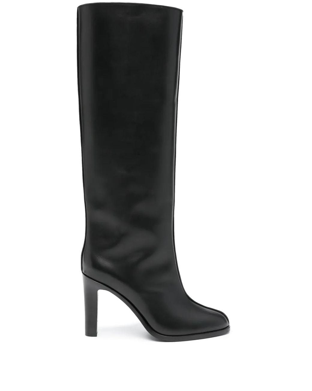 The Row Black Wide Shaft Leather Knee-High Boots