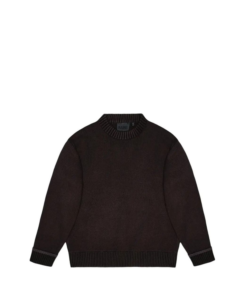 Rains Black Ribbed-Knit Crew-Neck Sweater