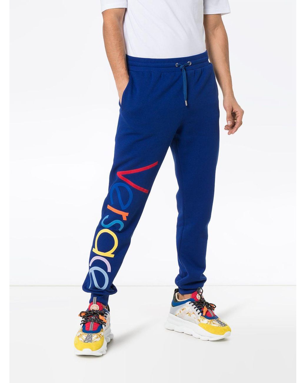 Blue outlet versace sweatpants