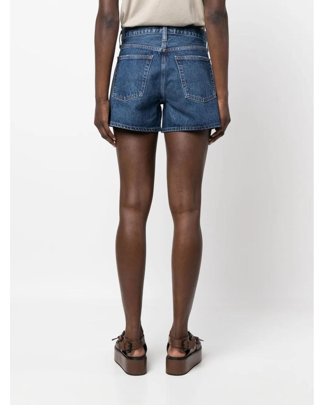Agolde Blue High-Waist Denim Shorts