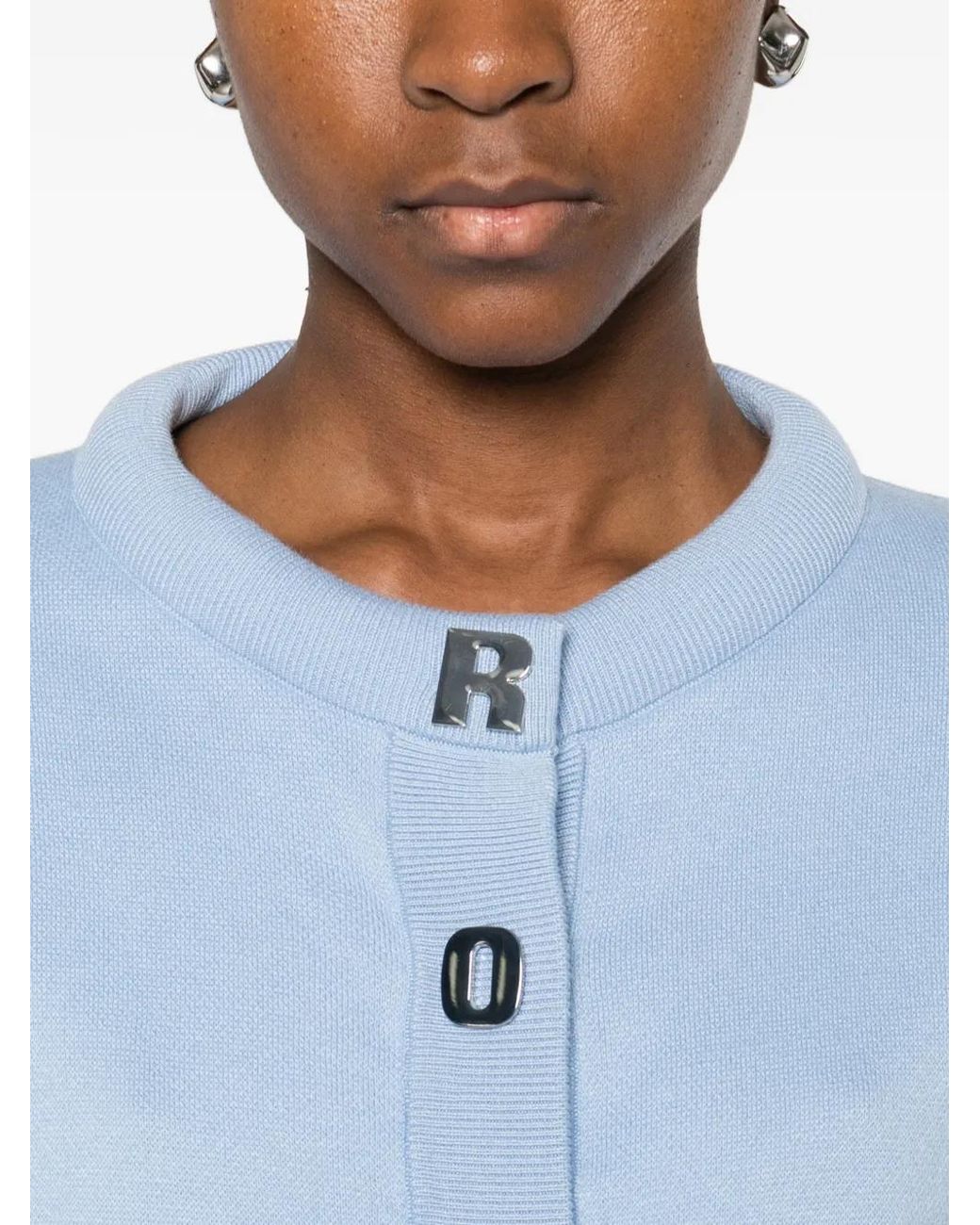 ROTATE BIRGER CHRISTENSEN Blue Cardigan mit Logo-Knöpfen